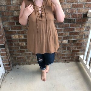 Lace Up Collared Tunic